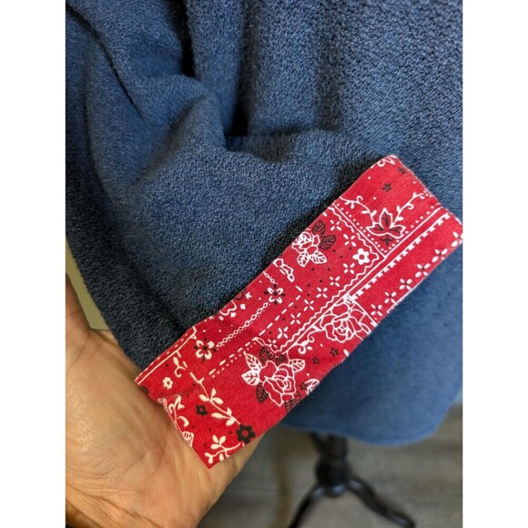 Vintage Western Blouse, Bandana Blue Sweater Top - Picture 5 of 10